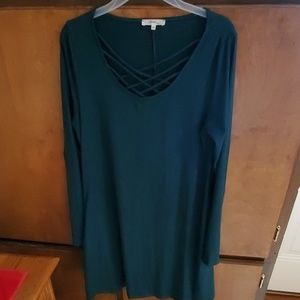 Green long sleeve dress with pockets size large